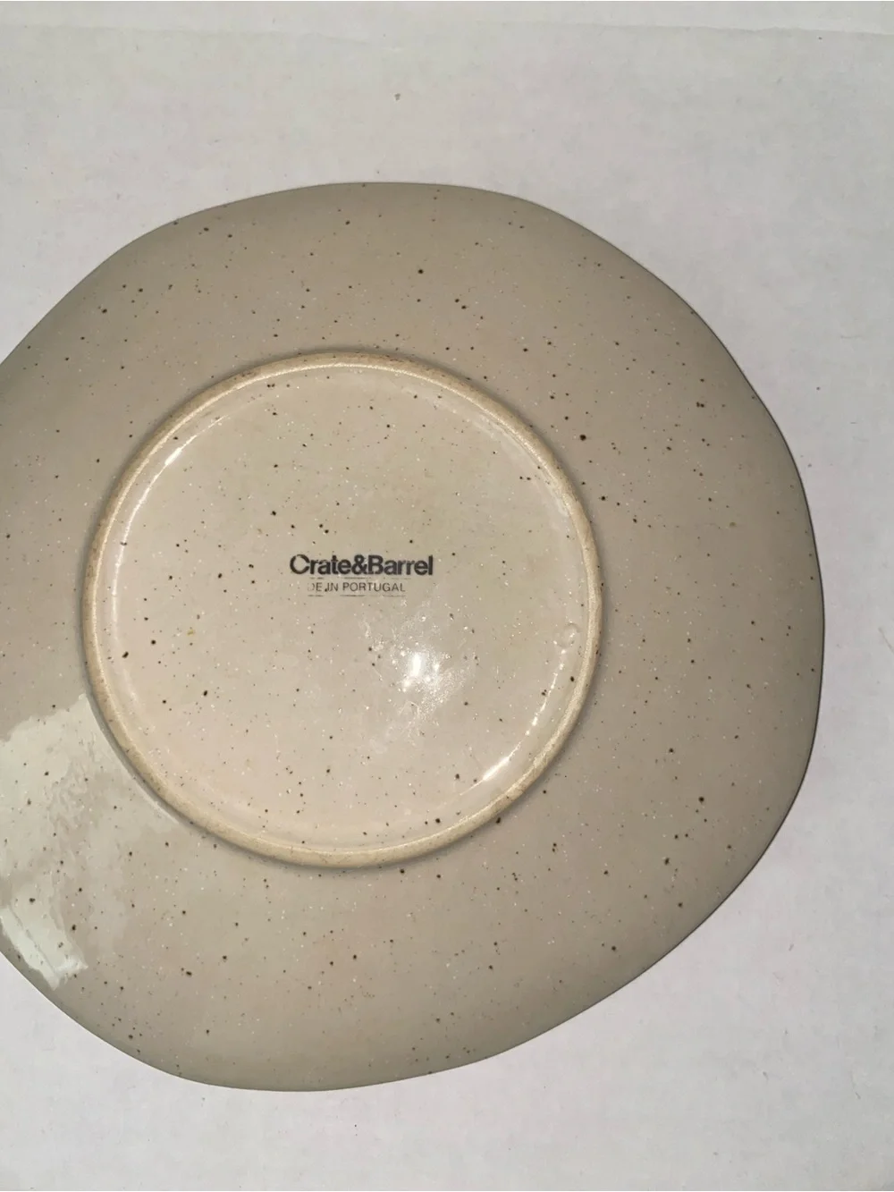 Crate & Barrel Handmade Ceramic Dinner/Salad Plate Cream, Green and Red Stripe 4